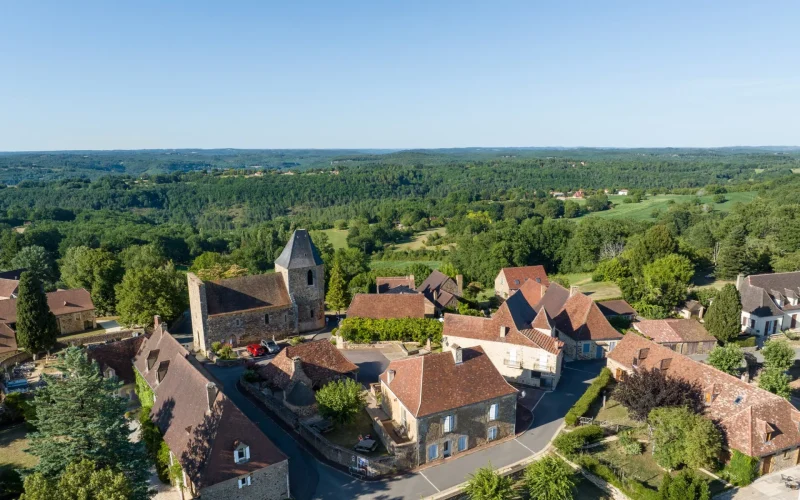 Village d'Audrix vue du ciel ©Instapades OT Lascaux Dordogne